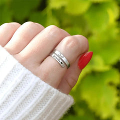 Stainless Steel Spiral "Just Breathe" Love Heart-Shaped Ring