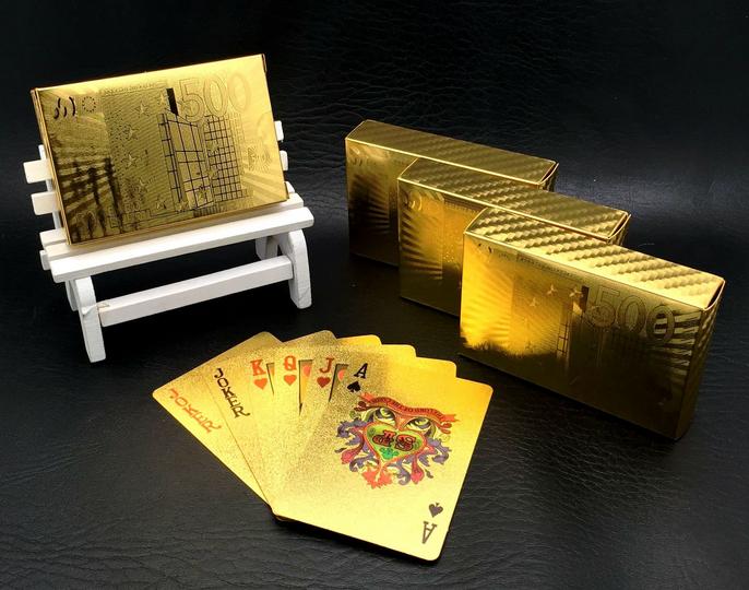 Gold Foil Euro Playing Cards - Waterproof Plastic Set