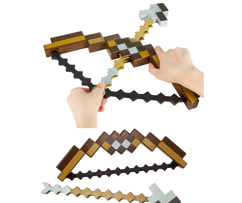 Yellow Plastic Minecraft Bow and Arrow Set